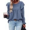 imageBTFBM Long Sleeve Swiss Dot Blouses for Women Dressy Casual Spring Fall Crewneck Boho Western Shirts Business Work TopsSwiss Dot Blue