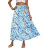 imageBTFBM Women 2024 Summer Spring Floral Long Skirts Casual Elastic High Waist Pleated Swing A Line Boho Beach Maxi Skirt