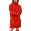 imageBTFBM Womens Long Sleeve Turtleneck Sweaters Soft Ribbed Knit Oversized 2024 Fall Winter Long Pullover Sweater DressSolid Orange