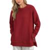 imageBTFBM Womens Oversized Sweatshirt 2024 Spring Fashion Crew Neck Long Sleeve Slit Casual Pullover Tops with Side Zipper