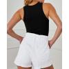 imageBTFBM 2 Pack Womens Tank Tops Casual Sleeveless Racerback High Neck Crop Tops Shirts Slim Fitted Basic Ribbed Tank TopBlack black