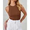 imageBTFBM 2 Pack Womens Tank Tops Casual Sleeveless Racerback High Neck Crop Tops Shirts Slim Fitted Basic Ribbed Tank TopBrown black