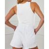 imageBTFBM 2 Pack Womens Tank Tops Casual Sleeveless Racerback High Neck Crop Tops Shirts Slim Fitted Basic Ribbed Tank TopWhite black