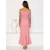 imageBTFBM Women Elegant Off Shoulder Dresses Sheer Long Sleeve Mesh Ruched Wrap Split Bodycon Maxi Cocktail Wedding Guest Dress