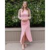 imageBTFBM Women Elegant Off Shoulder Dresses Sheer Long Sleeve Mesh Ruched Wrap Split Bodycon Maxi Cocktail Wedding Guest Dress