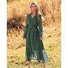 imageBTFBM Womens Casual Party Dresses 2024 Spring Summer Long Sleeve Wrap V Neck Swiss Dot Swing ALine Maxi Dress with BeltSwiss Dot Army Green