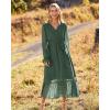 imageBTFBM Womens Casual Party Dresses 2024 Spring Summer Long Sleeve Wrap V Neck Swiss Dot Swing ALine Maxi Dress with BeltSwiss Dot Army Green