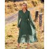 imageBTFBM Womens Casual Party Dresses 2024 Spring Summer Long Sleeve Wrap V Neck Swiss Dot Swing ALine Maxi Dress with BeltSwiss Dot Army Green