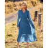 imageBTFBM Womens Casual Party Dresses 2024 Spring Summer Long Sleeve Wrap V Neck Swiss Dot Swing ALine Maxi Dress with BeltSwiss Dot Lake Blue