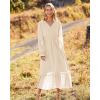 imageBTFBM Womens Casual Party Dresses 2024 Spring Summer Long Sleeve Wrap V Neck Swiss Dot Swing ALine Maxi Dress with BeltSwiss Dot Light Apricot