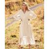 imageBTFBM Womens Casual Party Dresses 2024 Spring Summer Long Sleeve Wrap V Neck Swiss Dot Swing ALine Maxi Dress with BeltSwiss Dot Light Apricot