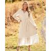 imageBTFBM Womens Casual Party Dresses 2024 Spring Summer Long Sleeve Wrap V Neck Swiss Dot Swing ALine Maxi Dress with BeltSwiss Dot Light Apricot