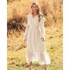 imageBTFBM Womens Casual Party Dresses 2024 Spring Summer Long Sleeve Wrap V Neck Swiss Dot Swing ALine Maxi Dress with BeltSwiss Dot Light Apricot