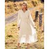 imageBTFBM Womens Casual Party Dresses 2024 Spring Summer Long Sleeve Wrap V Neck Swiss Dot Swing ALine Maxi Dress with BeltSwiss Dot Light Apricot
