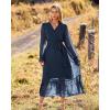 imageBTFBM Womens Casual Party Dresses 2024 Spring Summer Long Sleeve Wrap V Neck Swiss Dot Swing ALine Maxi Dress with BeltSwiss Dot Navy