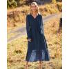imageBTFBM Womens Casual Party Dresses 2024 Spring Summer Long Sleeve Wrap V Neck Swiss Dot Swing ALine Maxi Dress with BeltSwiss Dot Navy