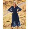 imageBTFBM Womens Casual Party Dresses 2024 Spring Summer Long Sleeve Wrap V Neck Swiss Dot Swing ALine Maxi Dress with BeltSwiss Dot Navy
