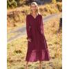 imageBTFBM Womens Casual Party Dresses 2024 Spring Summer Long Sleeve Wrap V Neck Swiss Dot Swing ALine Maxi Dress with BeltSwiss Dot Wine Red