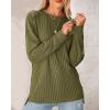 imageBTFBM Womens Casual Pullover Tops Dressy Fall Clothes Crew Neck Long Sleeve Side Slit Loose Drop Shoulder Knit BlouseArmy Green