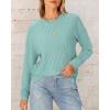 imageBTFBM Womens Casual Pullover Tops Dressy Fall Clothes Crew Neck Long Sleeve Side Slit Loose Drop Shoulder Knit BlouseBean Green