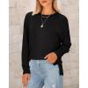 imageBTFBM Womens Casual Pullover Tops Dressy Fall Clothes Crew Neck Long Sleeve Side Slit Loose Drop Shoulder Knit BlouseBlack