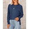 imageBTFBM Womens Casual Pullover Tops Dressy Fall Clothes Crew Neck Long Sleeve Side Slit Loose Drop Shoulder Knit BlouseDark Blue