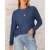 imageBTFBM Womens Casual Pullover Tops Dressy Fall Clothes Crew Neck Long Sleeve Side Slit Loose Drop Shoulder Knit BlouseDark Blue