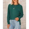 imageBTFBM Womens Casual Pullover Tops Dressy Fall Clothes Crew Neck Long Sleeve Side Slit Loose Drop Shoulder Knit BlouseDark Green