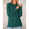 imageBTFBM Womens Casual Pullover Tops Dressy Fall Clothes Crew Neck Long Sleeve Side Slit Loose Drop Shoulder Knit BlouseDark Green