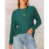 imageBTFBM Womens Casual Pullover Tops Dressy Fall Clothes Crew Neck Long Sleeve Side Slit Loose Drop Shoulder Knit BlouseDark Green