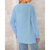 imageBTFBM Womens Casual Pullover Tops Dressy Fall Clothes Crew Neck Long Sleeve Side Slit Loose Drop Shoulder Knit BlouseLight Blue