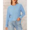 imageBTFBM Womens Casual Pullover Tops Dressy Fall Clothes Crew Neck Long Sleeve Side Slit Loose Drop Shoulder Knit BlouseLight Blue