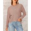 imageBTFBM Womens Casual Pullover Tops Dressy Fall Clothes Crew Neck Long Sleeve Side Slit Loose Drop Shoulder Knit BlouseLight Khaki