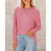 imageBTFBM Womens Casual Pullover Tops Dressy Fall Clothes Crew Neck Long Sleeve Side Slit Loose Drop Shoulder Knit BlousePink