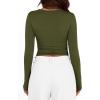 imageBTFBM Womens Long Sleeve Shirts 2024 Summer Fall Ruched Crew Neck Activewear Y2K Tight Slim Fit Casual Basic Crop TopsSolid Army Green