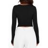 imageBTFBM Womens Long Sleeve Shirts 2024 Summer Fall Ruched Crew Neck Activewear Y2K Tight Slim Fit Casual Basic Crop TopsSolid Black