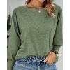 imageBTFBM Womens Long Sleeve Tops Fall Outfits 2024 Dressy Casual Crew Neck Tee Shirts Smocked Loose Top Tunic BlouseSolid Army Green