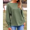 imageBTFBM Womens Long Sleeve Tops Fall Outfits 2024 Dressy Casual Crew Neck Tee Shirts Smocked Loose Top Tunic BlouseSolid Army Green