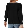 imageBTFBM Womens Long Sleeve Tops Fall Outfits 2024 Dressy Casual Crew Neck Tee Shirts Smocked Loose Top Tunic BlouseSolid Black