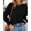 imageBTFBM Womens Long Sleeve Tops Fall Outfits 2024 Dressy Casual Crew Neck Tee Shirts Smocked Loose Top Tunic BlouseSolid Black