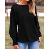 imageBTFBM Womens Long Sleeve Tops Fall Outfits 2024 Dressy Casual Crew Neck Tee Shirts Smocked Loose Top Tunic BlouseSolid Black