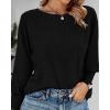 imageBTFBM Womens Long Sleeve Tops Fall Outfits 2024 Dressy Casual Crew Neck Tee Shirts Smocked Loose Top Tunic BlouseSolid Black