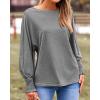 imageBTFBM Womens Long Sleeve Tops Fall Outfits 2024 Dressy Casual Crew Neck Tee Shirts Smocked Loose Top Tunic BlouseSolid Grey