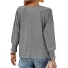 imageBTFBM Womens Long Sleeve Tops Fall Outfits 2024 Dressy Casual Crew Neck Tee Shirts Smocked Loose Top Tunic BlouseSolid Grey