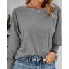 imageBTFBM Womens Long Sleeve Tops Fall Outfits 2024 Dressy Casual Crew Neck Tee Shirts Smocked Loose Top Tunic BlouseSolid Grey