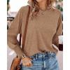 imageBTFBM Womens Long Sleeve Tops Fall Outfits 2024 Dressy Casual Crew Neck Tee Shirts Smocked Loose Top Tunic BlouseSolid Khaki