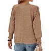 imageBTFBM Womens Long Sleeve Tops Fall Outfits 2024 Dressy Casual Crew Neck Tee Shirts Smocked Loose Top Tunic BlouseSolid Khaki