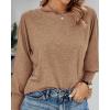 imageBTFBM Womens Long Sleeve Tops Fall Outfits 2024 Dressy Casual Crew Neck Tee Shirts Smocked Loose Top Tunic BlouseSolid Khaki