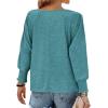 imageBTFBM Womens Long Sleeve Tops Fall Outfits 2024 Dressy Casual Crew Neck Tee Shirts Smocked Loose Top Tunic BlouseSolid Lake Blue