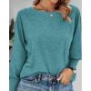 imageBTFBM Womens Long Sleeve Tops Fall Outfits 2024 Dressy Casual Crew Neck Tee Shirts Smocked Loose Top Tunic BlouseSolid Lake Blue